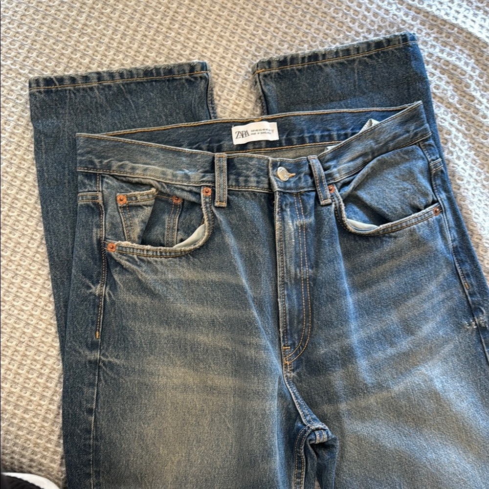 Zara Blue Straight Leg Jeans